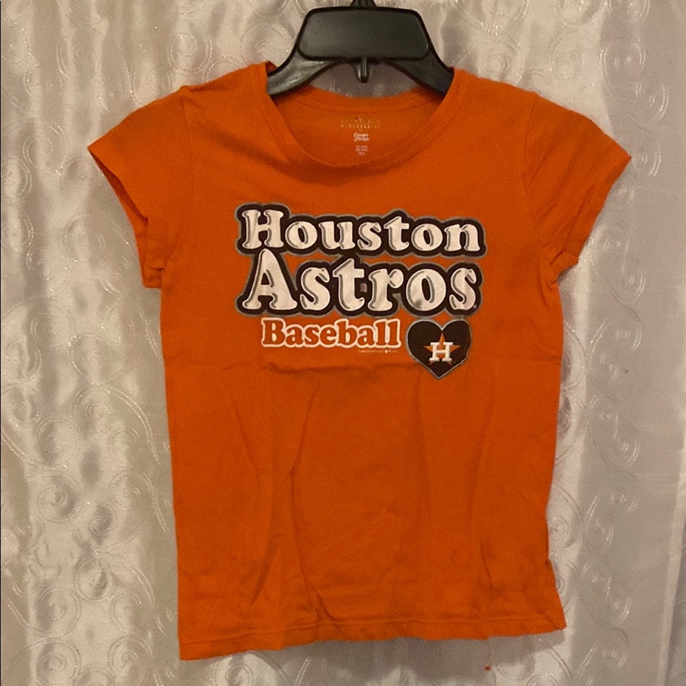 Houston Astros Orange T-Shirt Girls Size Medium (10/12) 🔥 YB3
